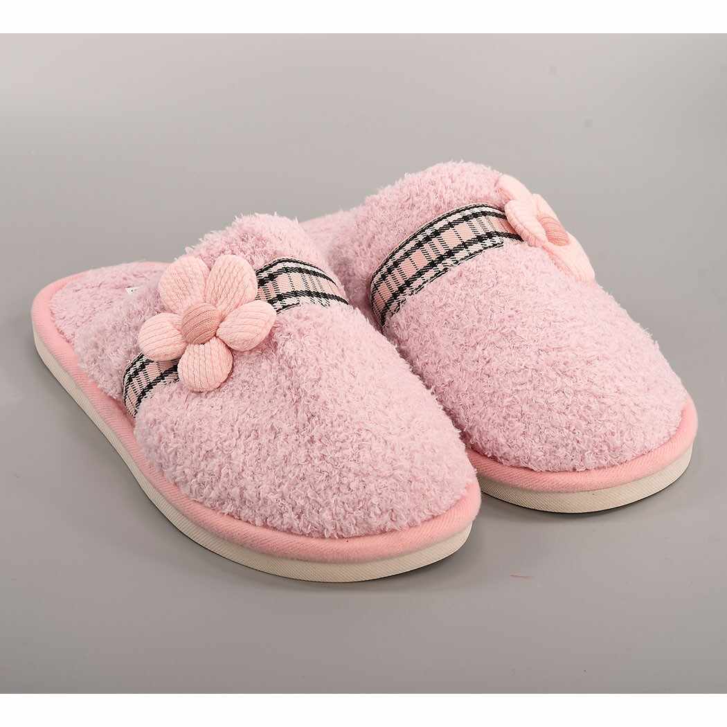 Papuci de casa roz pal Flower pentru dama - cod 564RP