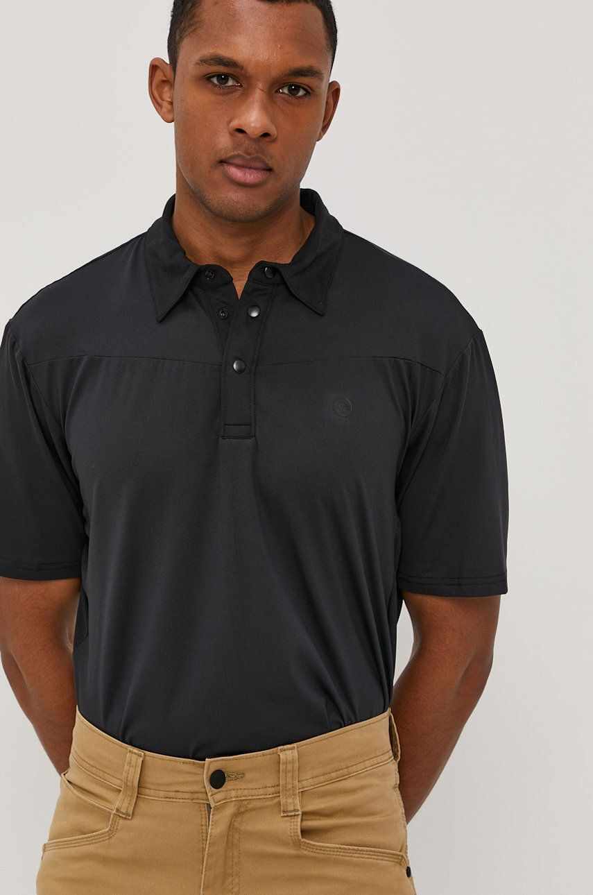 Wrangler Tricou Polo culoarea negru, material neted
