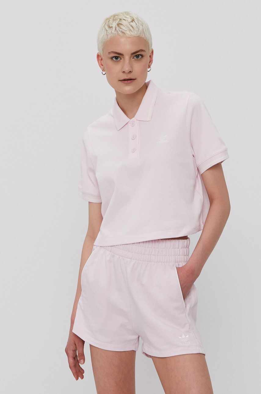Adidas Originals Tricou H56470 femei, culoarea roz, cu guler