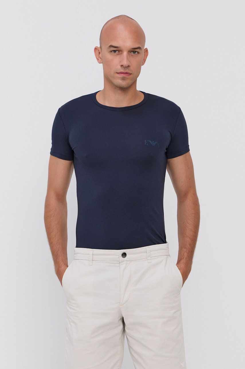 Emporio Armani Underwear Tricou (2-pack) bărbați, culoarea albastru marin, cu imprimeu