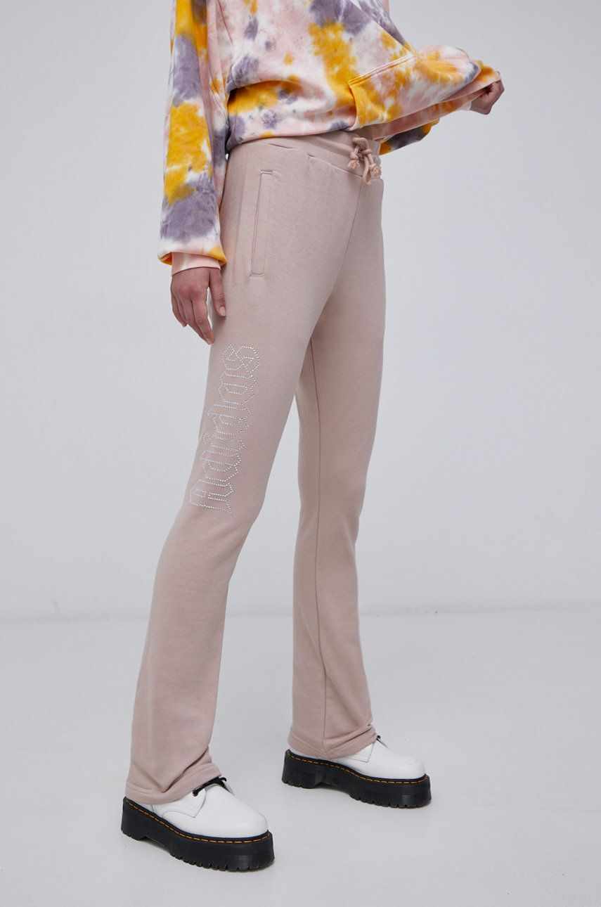 Adidas Originals Pantaloni HF6770 femei, culoarea maro, cu imprimeu