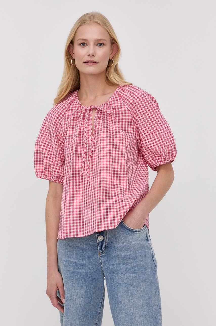 MAX&Co. bluza femei, culoarea rosu, in carouri