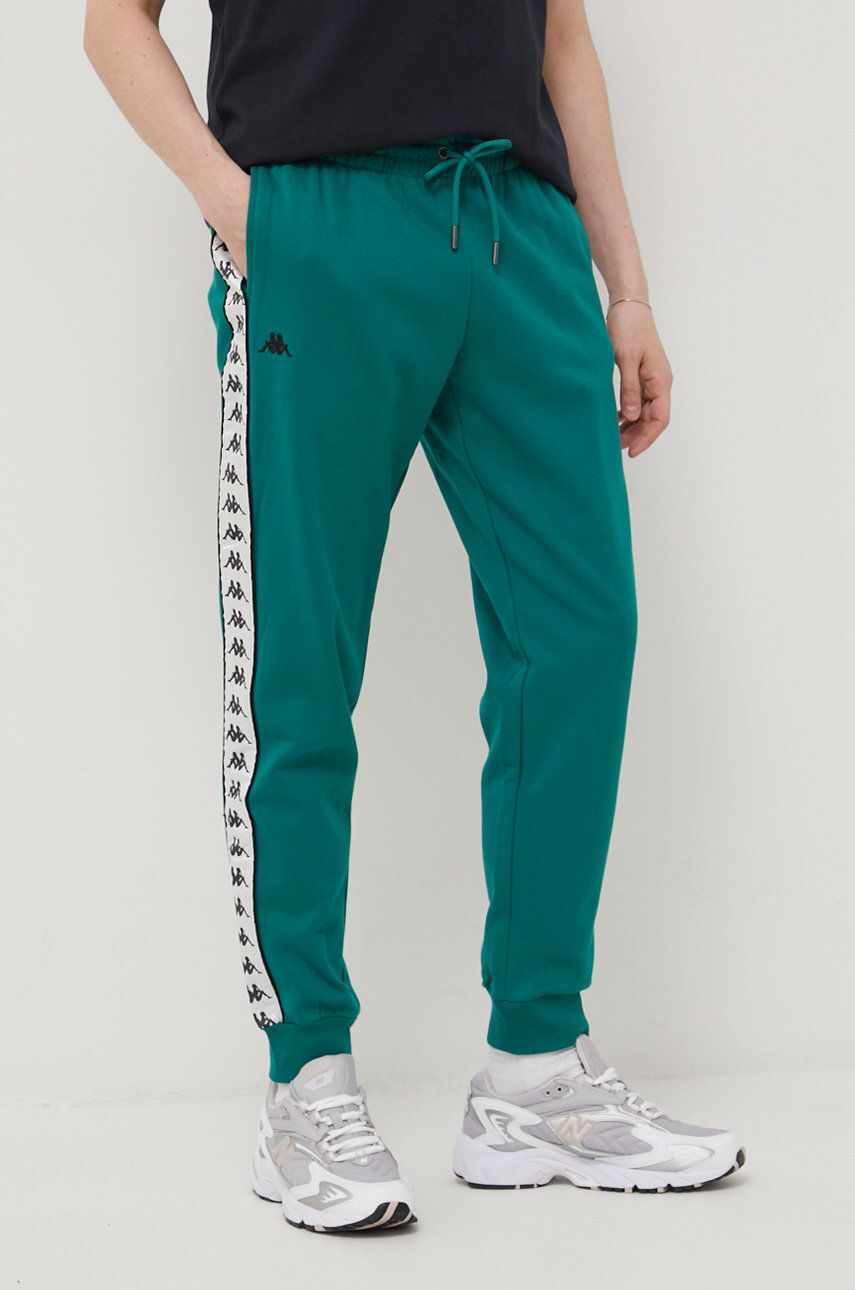 Kappa pantaloni barbati, culoarea verde, cu imprimeu