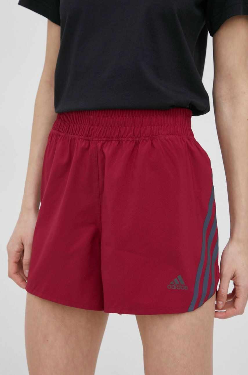 adidas Performance pantaloni scurți de alergare Run Icons H57186 femei, culoarea violet, cu imprimeu, medium waist