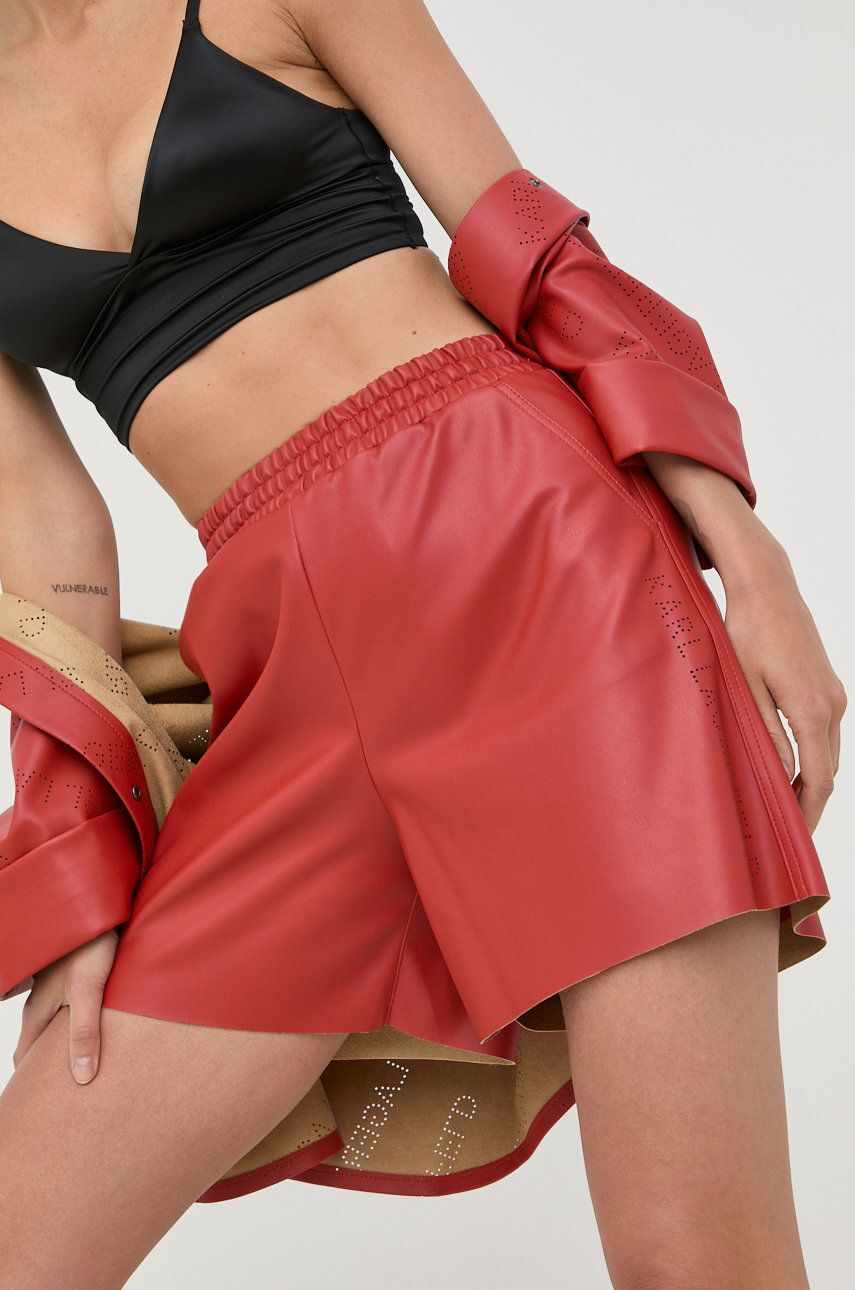 Karl Lagerfeld pantaloni scurti femei, culoarea rosu, neted, high waist