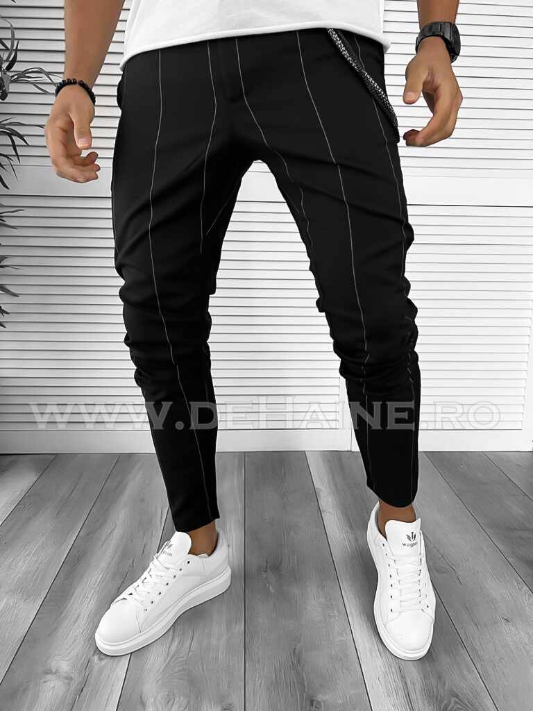 Pantaloni barbati casual regular fit negri B8022 E 4-2/ F6-2