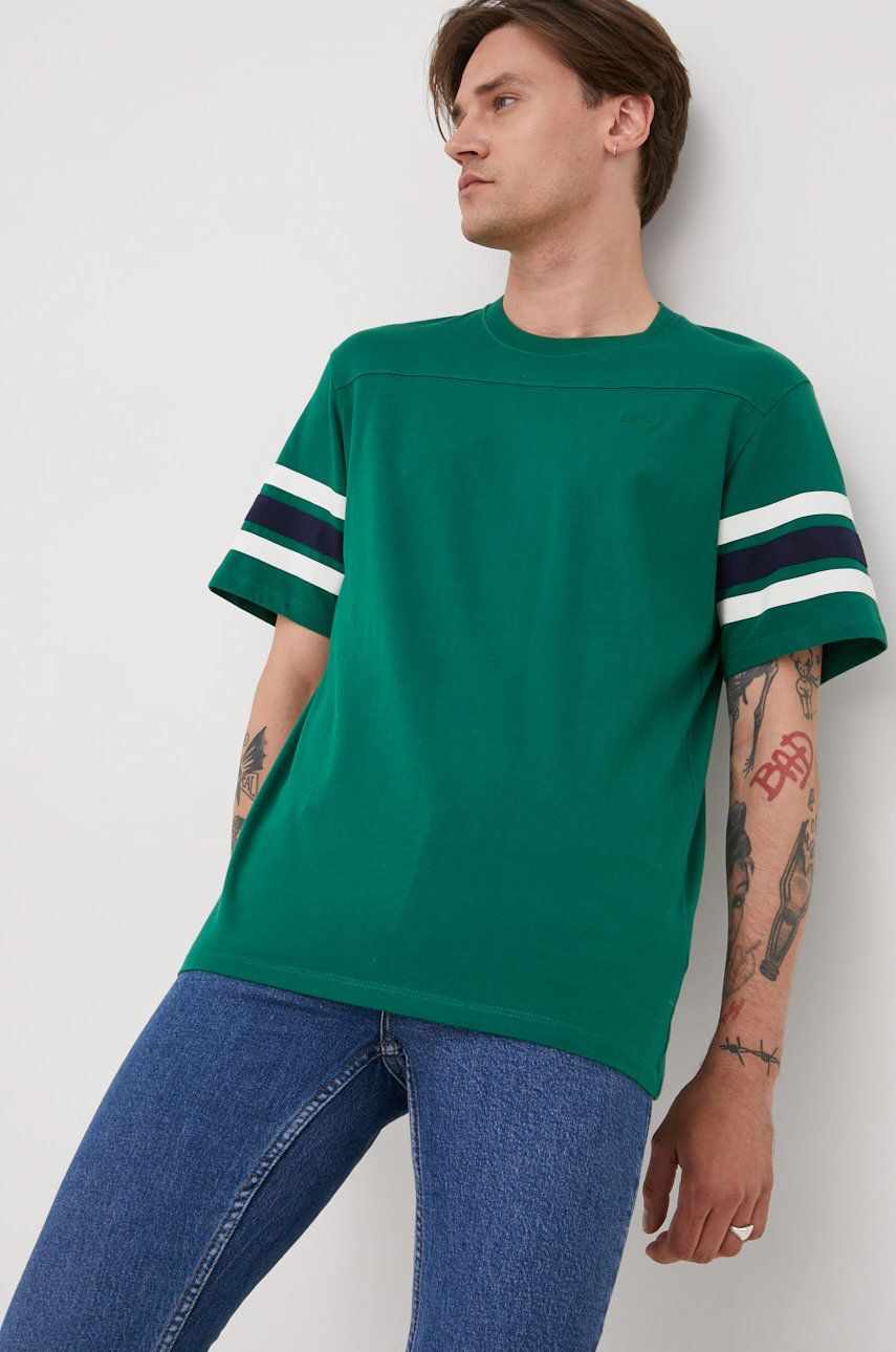 Superdry tricou din bumbac culoarea verde, modelator