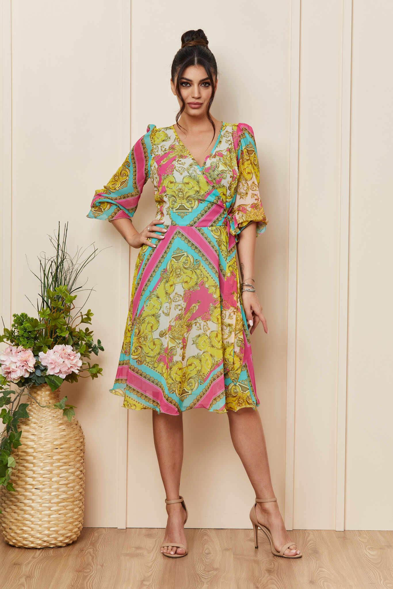 Rochie Simine Galben Multi