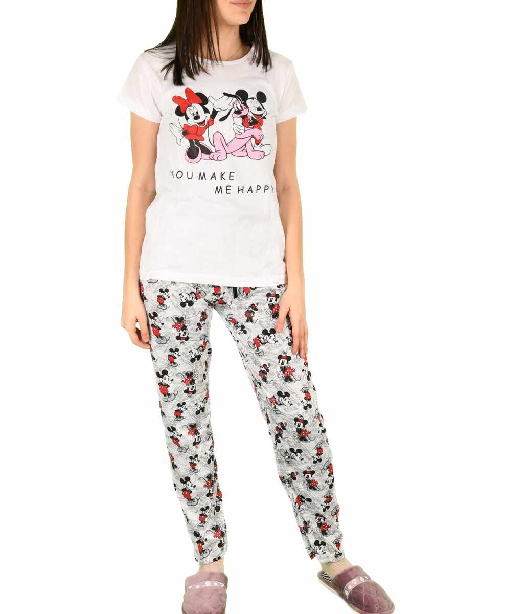 Pijama alba Minnie si Mickey pentru dama - cod 41464