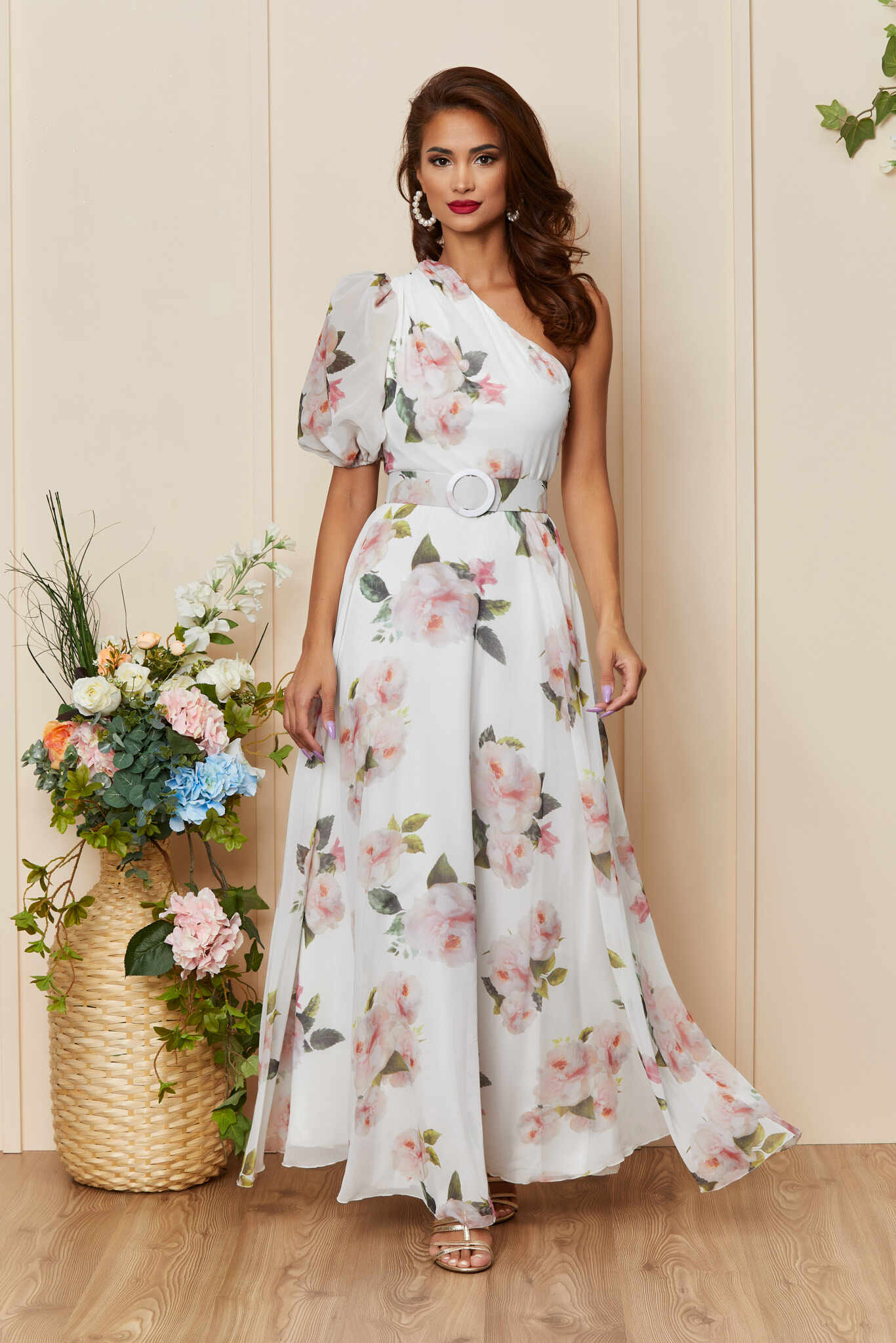 Rochie Colorful Alb Floral