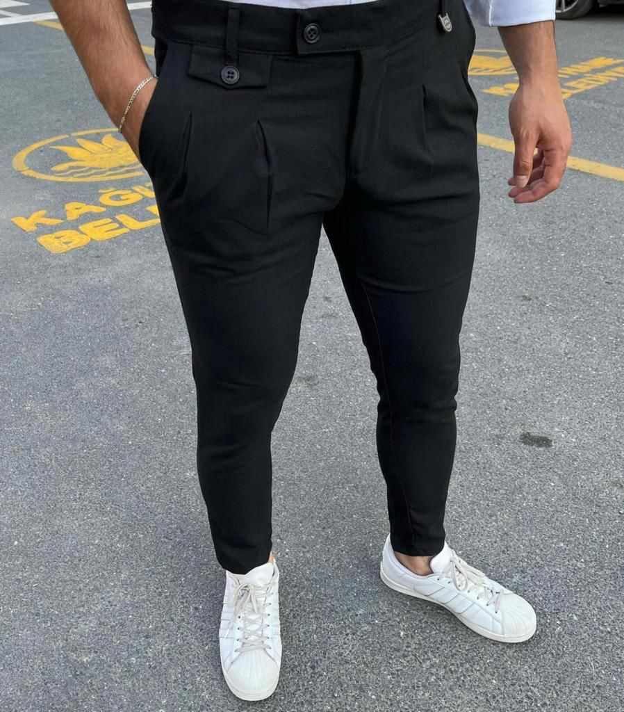Pantaloni barbati casual regular fit negri B8558 B17-2