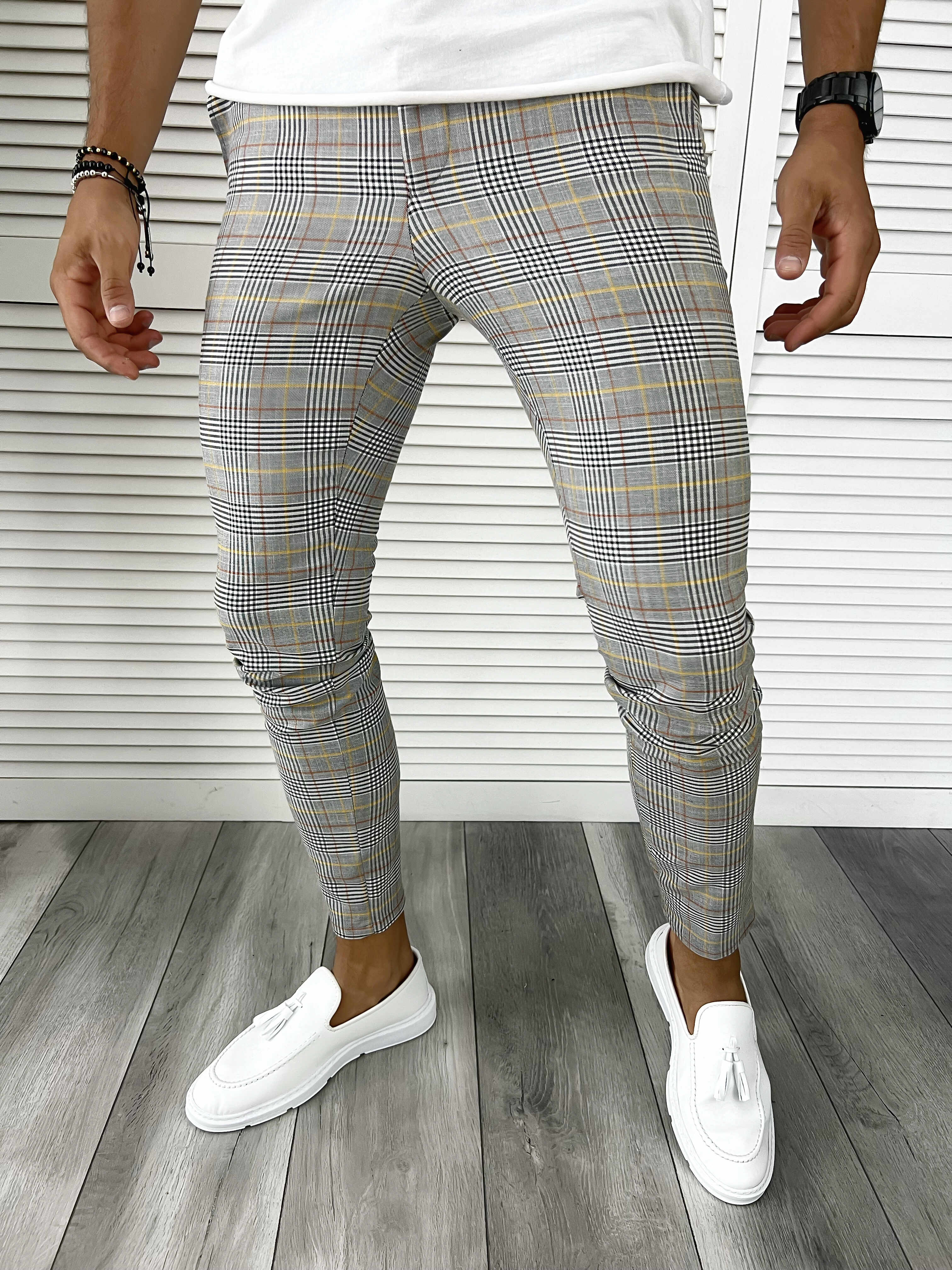 Pantaloni barbati eleganti in carouri B8783 B17-1