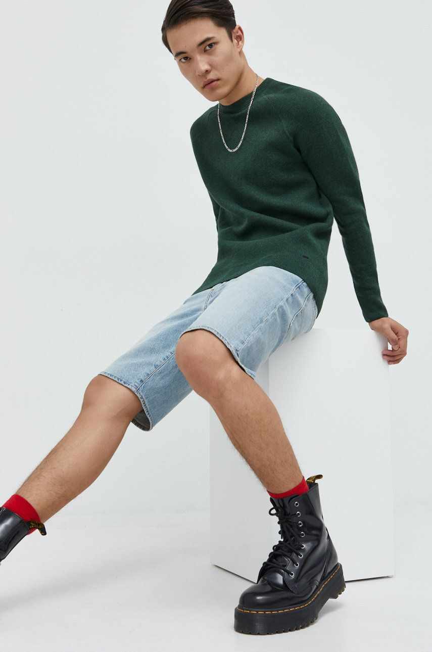 Superdry pulover barbati, culoarea verde, călduros