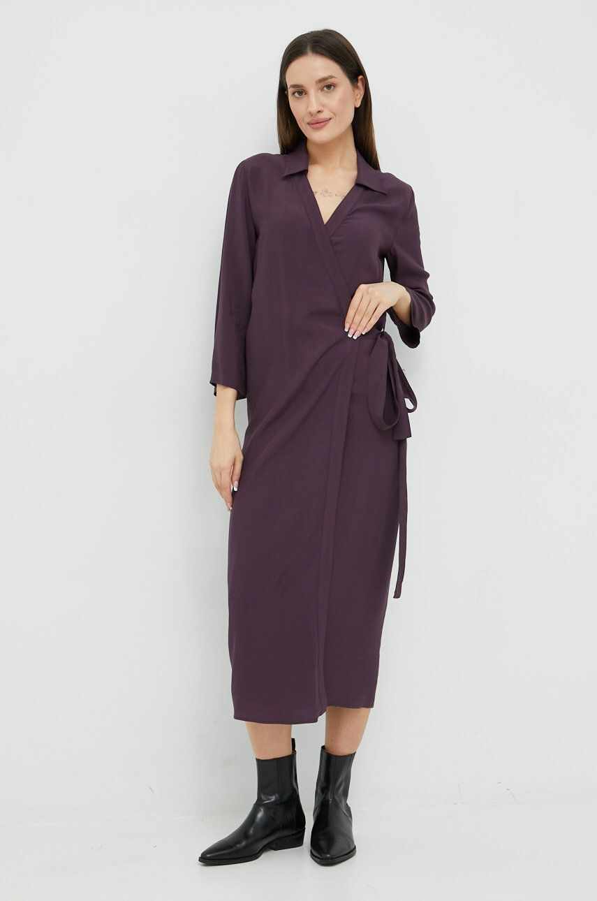 Sisley rochie culoarea violet, maxi, drept