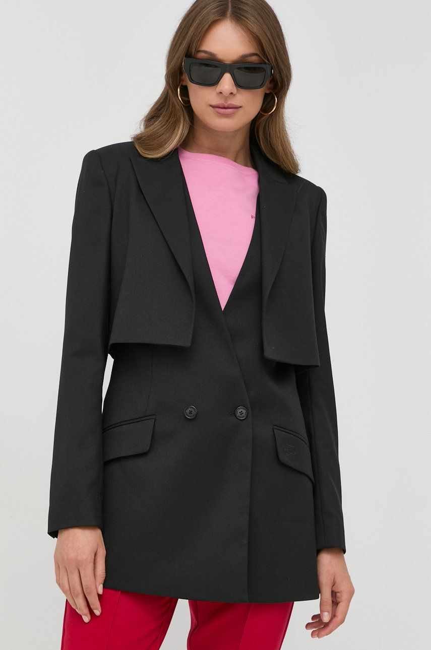 Karl Lagerfeld sacou culoarea negru, cu doua randuri de nasturi, neted