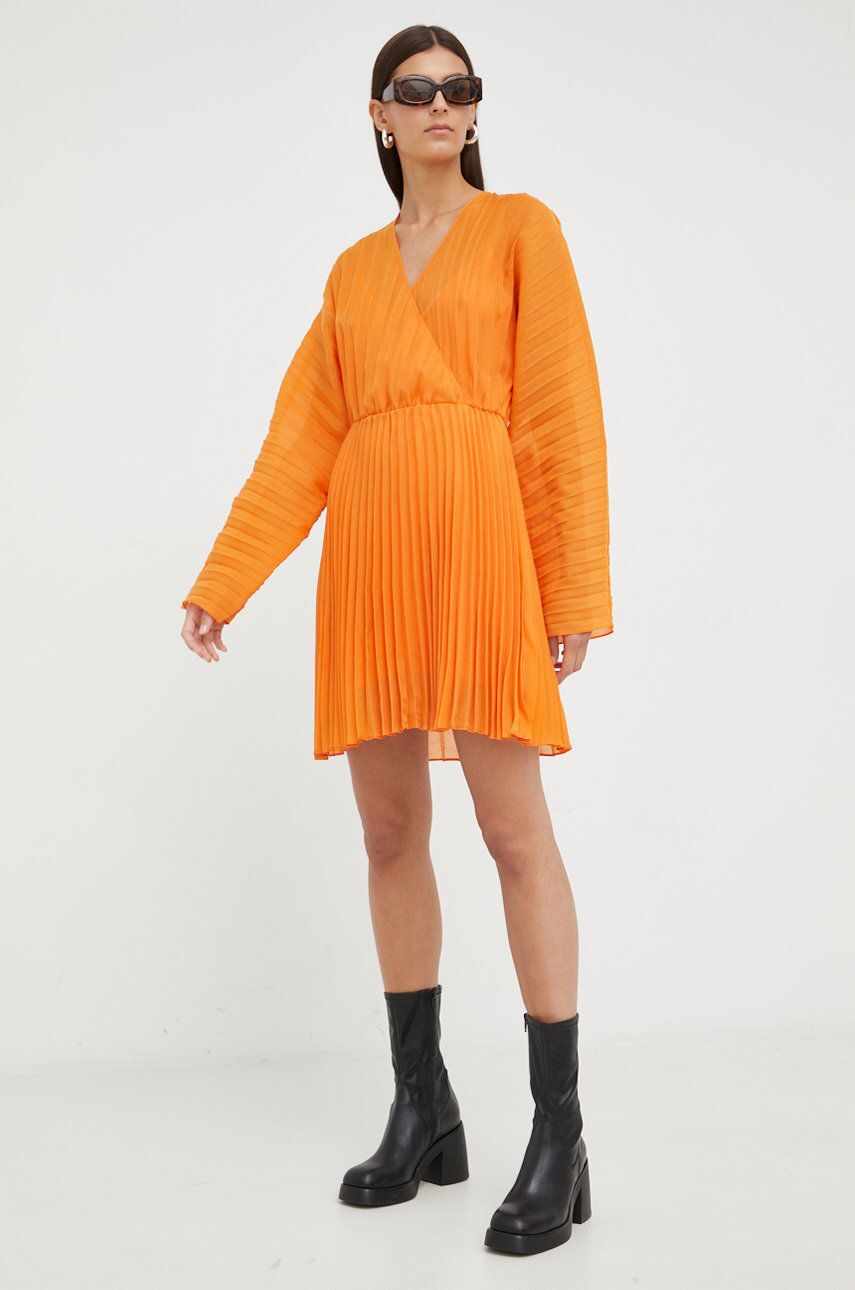 Samsoe Samsoe rochie culoarea portocaliu, mini, evazati