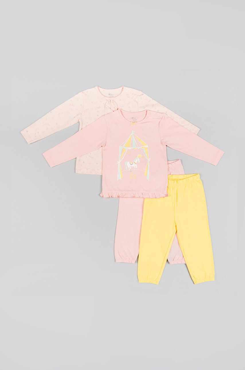 zippy pijamale de bumbac pentru copii culoarea roz, cu imprimeu
