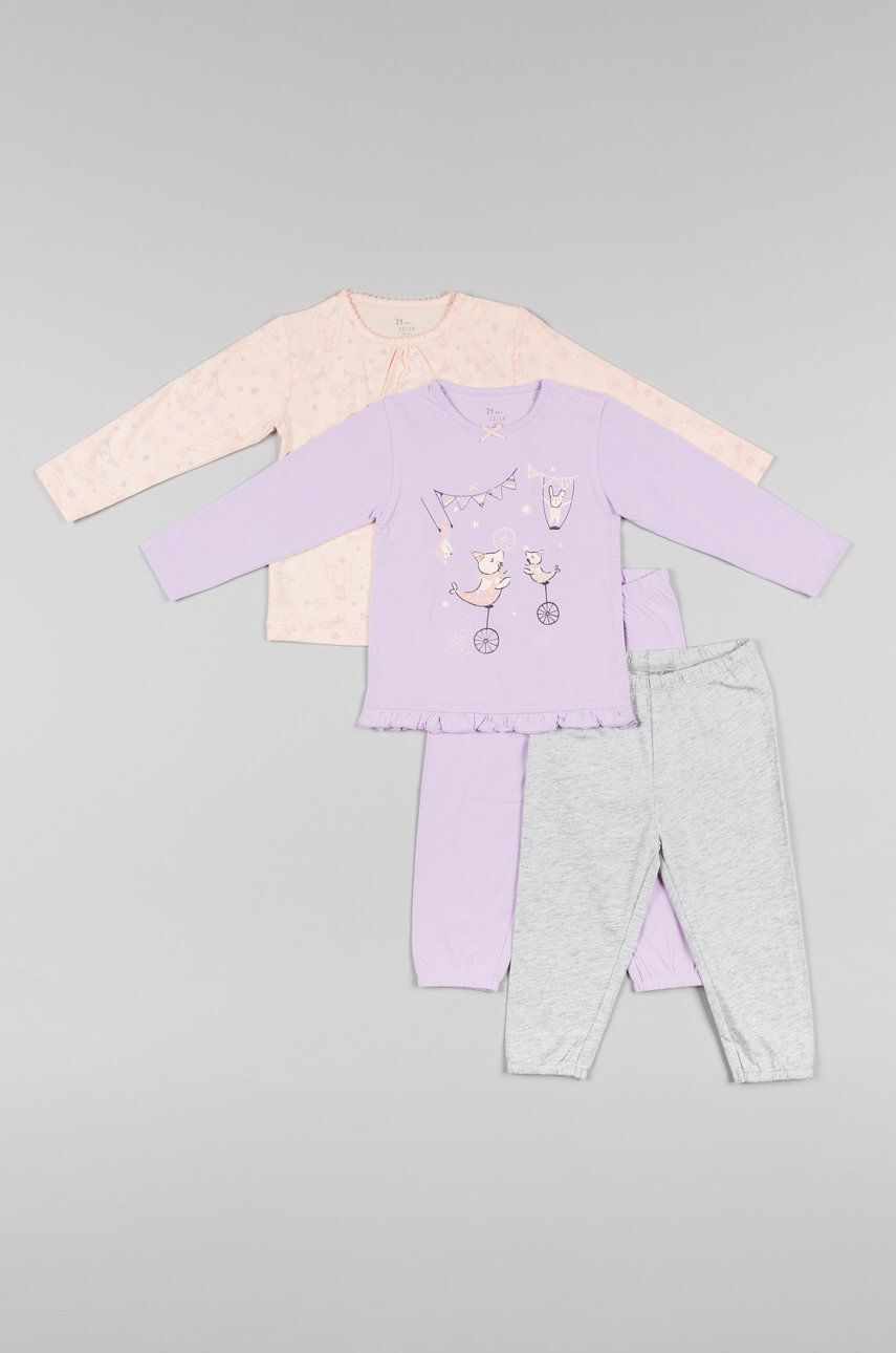 zippy pijamale de bumbac pentru copii culoarea violet, modelator