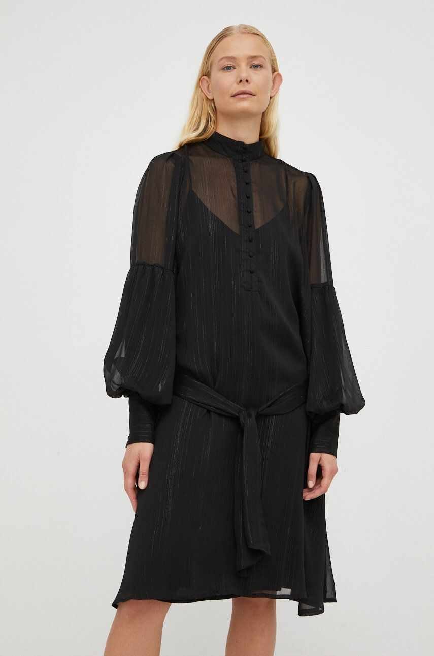 Bruuns Bazaar rochie culoarea negru, mini, drept