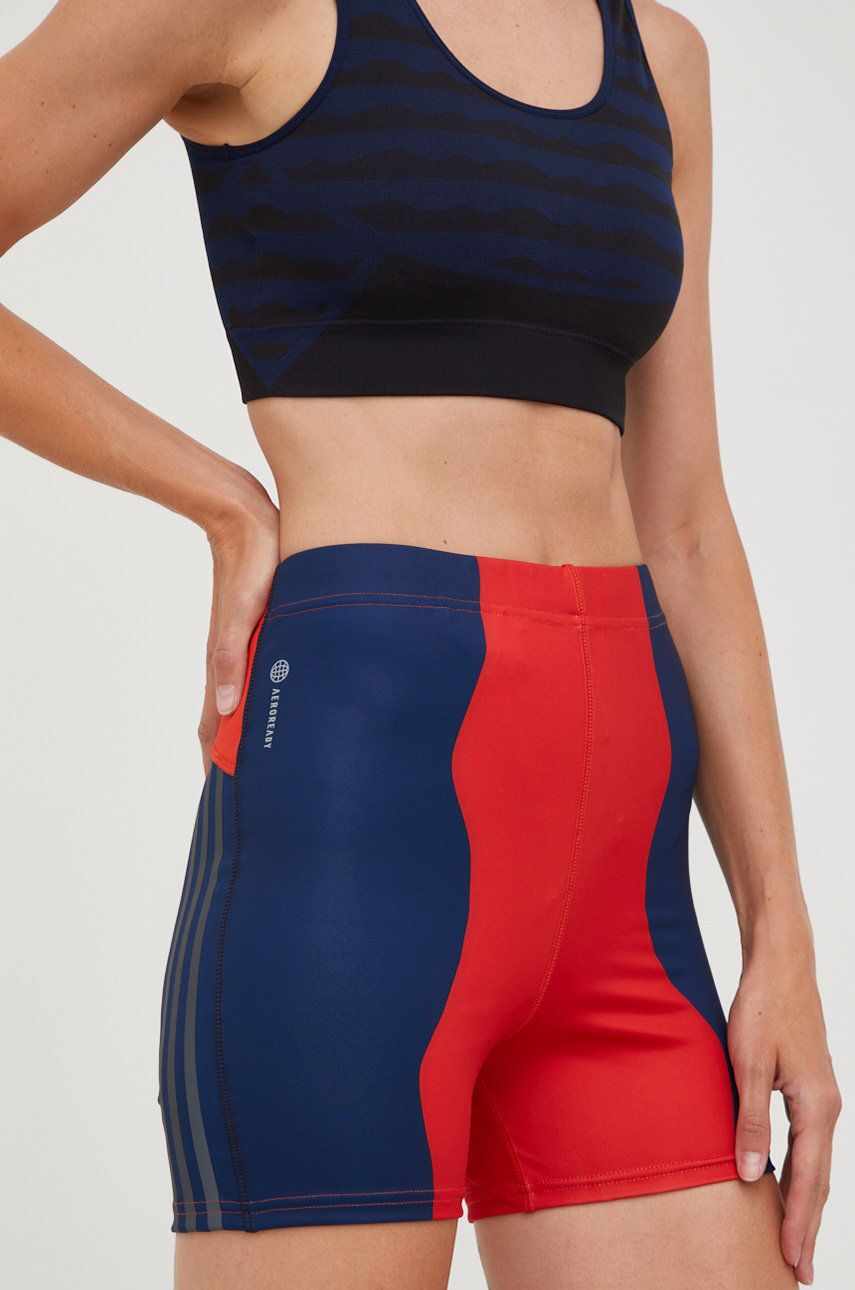 adidas Performance pantaloni scurți de alergare Marimekko femei, culoarea rosu, modelator, high waist