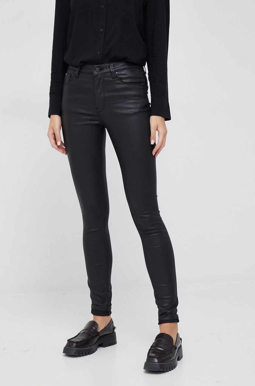 Pepe Jeans pantaloni femei, culoarea negru, mulata, high waist