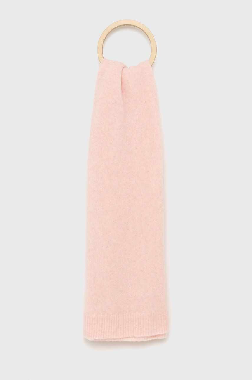 American Vintage esarfa din amestec de lana culoarea roz, neted