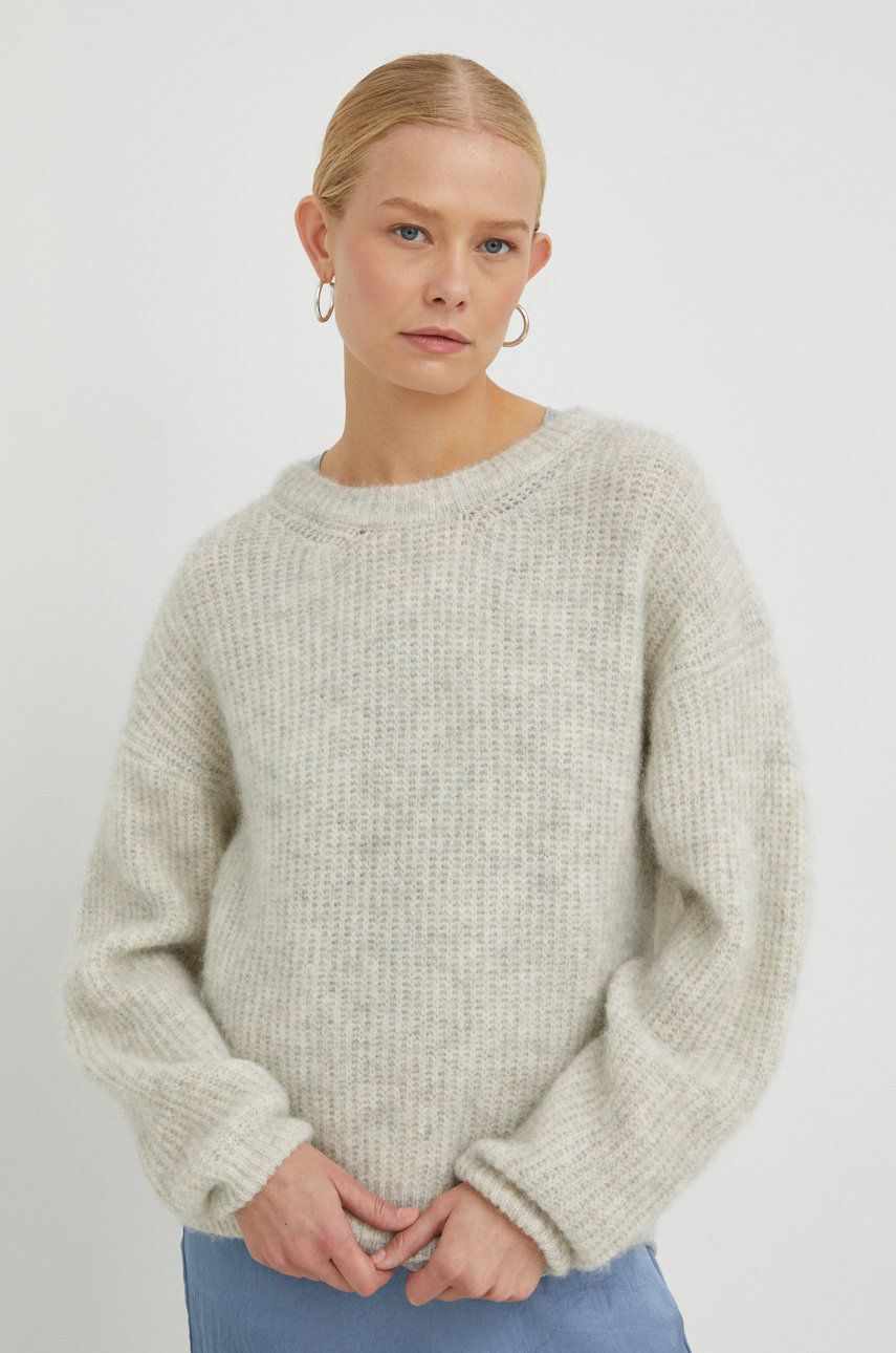 American Vintage pulover din amestec de lana femei, culoarea bej, călduros