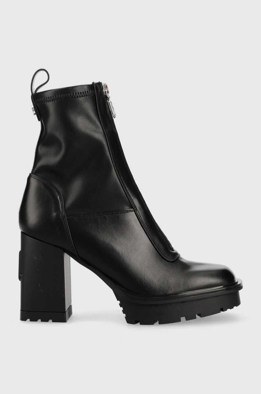 Karl Lagerfeld cizme de piele Voyage femei, culoarea negru, cu toc drept