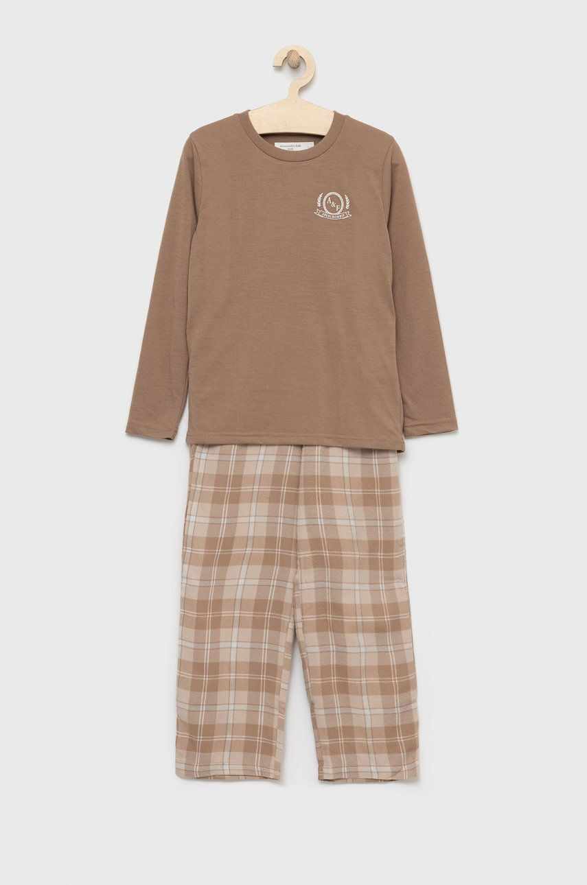 Abercrombie & Fitch pijama copii culoarea bej, neted