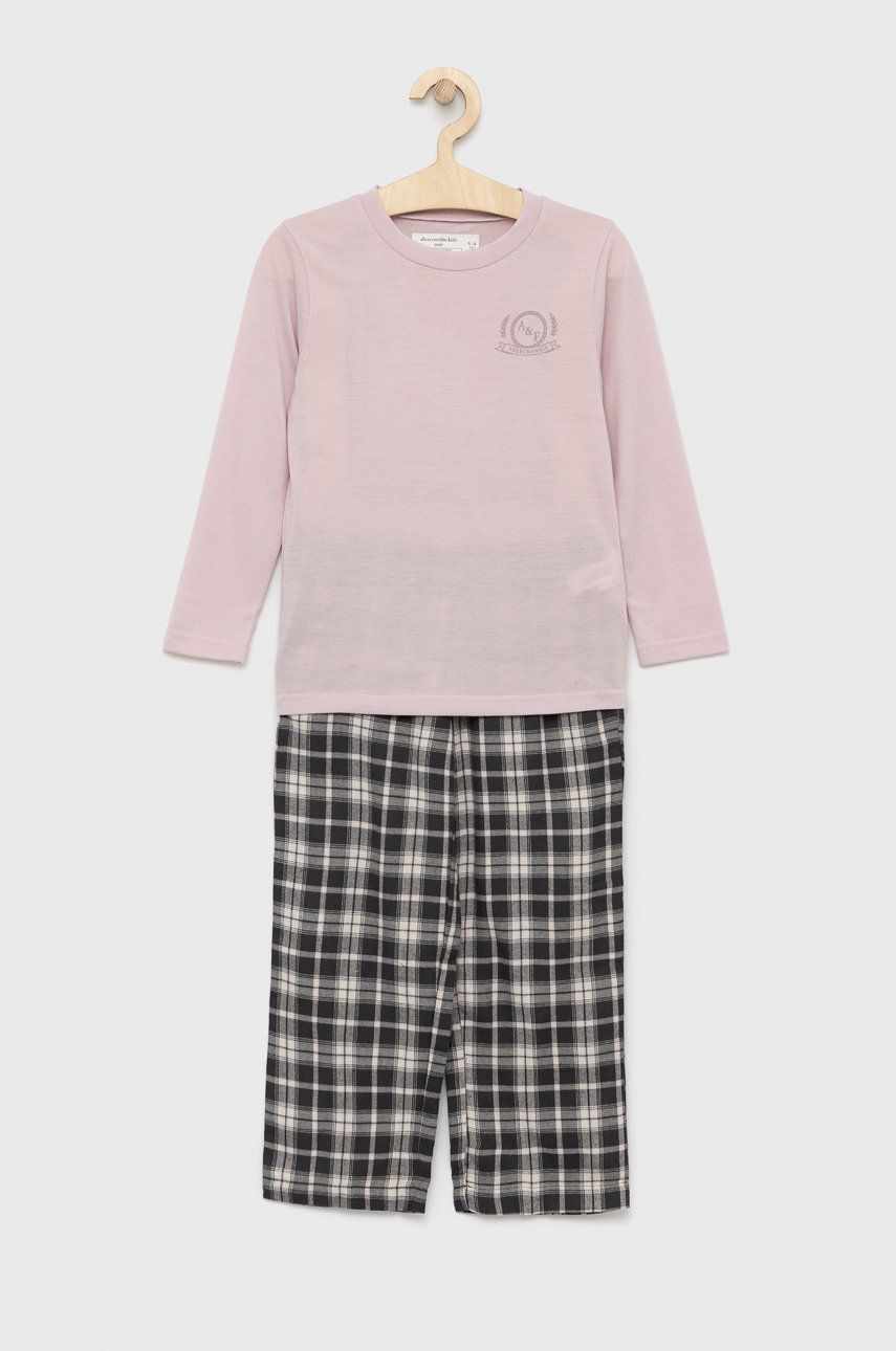 Abercrombie & Fitch pijama copii culoarea roz, neted