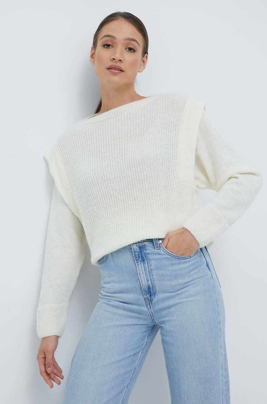 Sisley pulover din amestec de lana femei, culoarea bej,