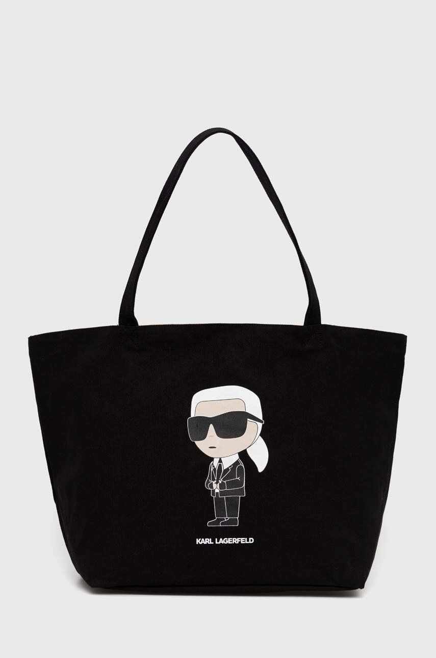 Karl Lagerfeld geanta de bumbac culoarea negru