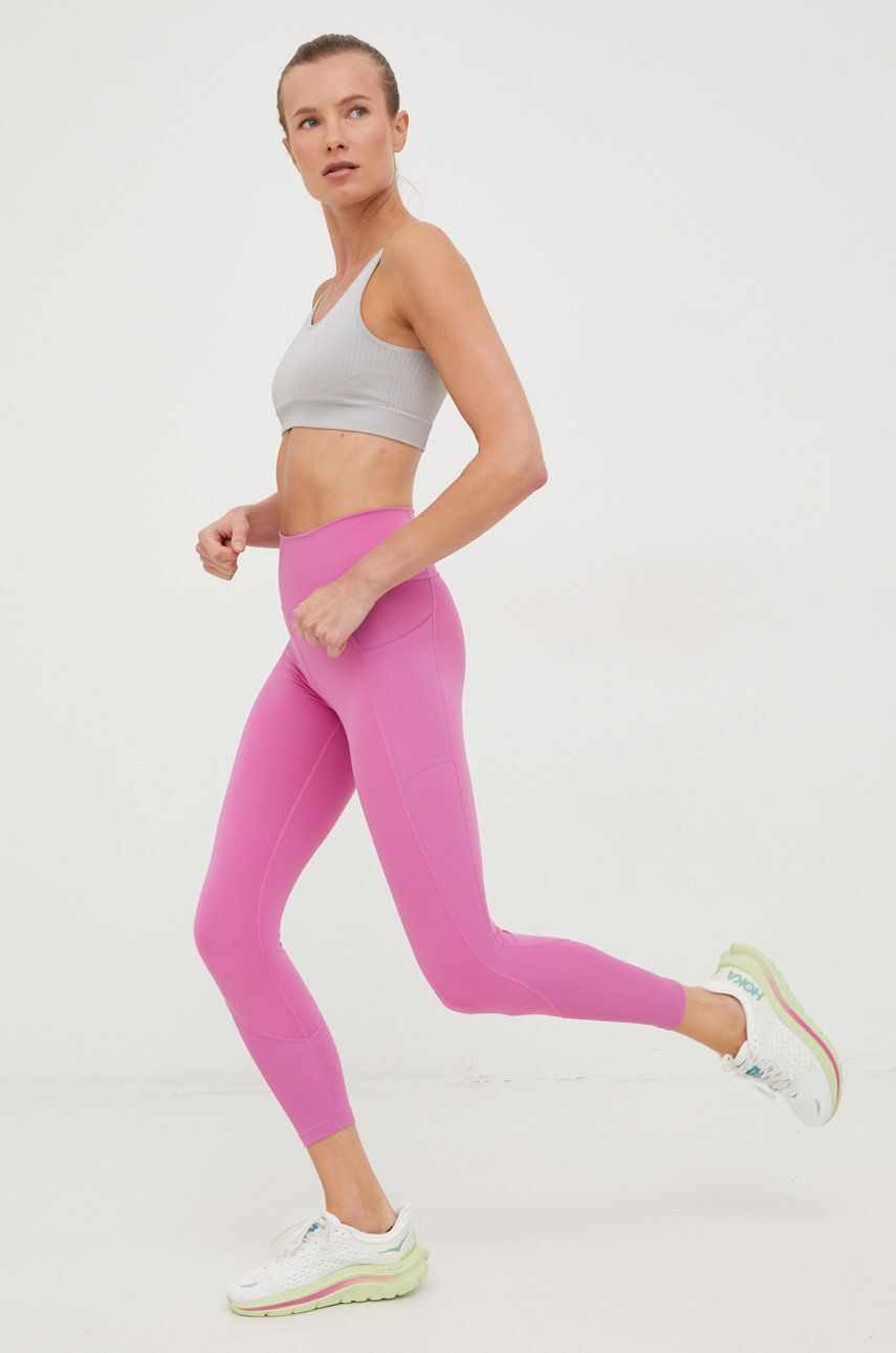 adidas Performance leggins de antrenament Optime femei, culoarea violet, neted