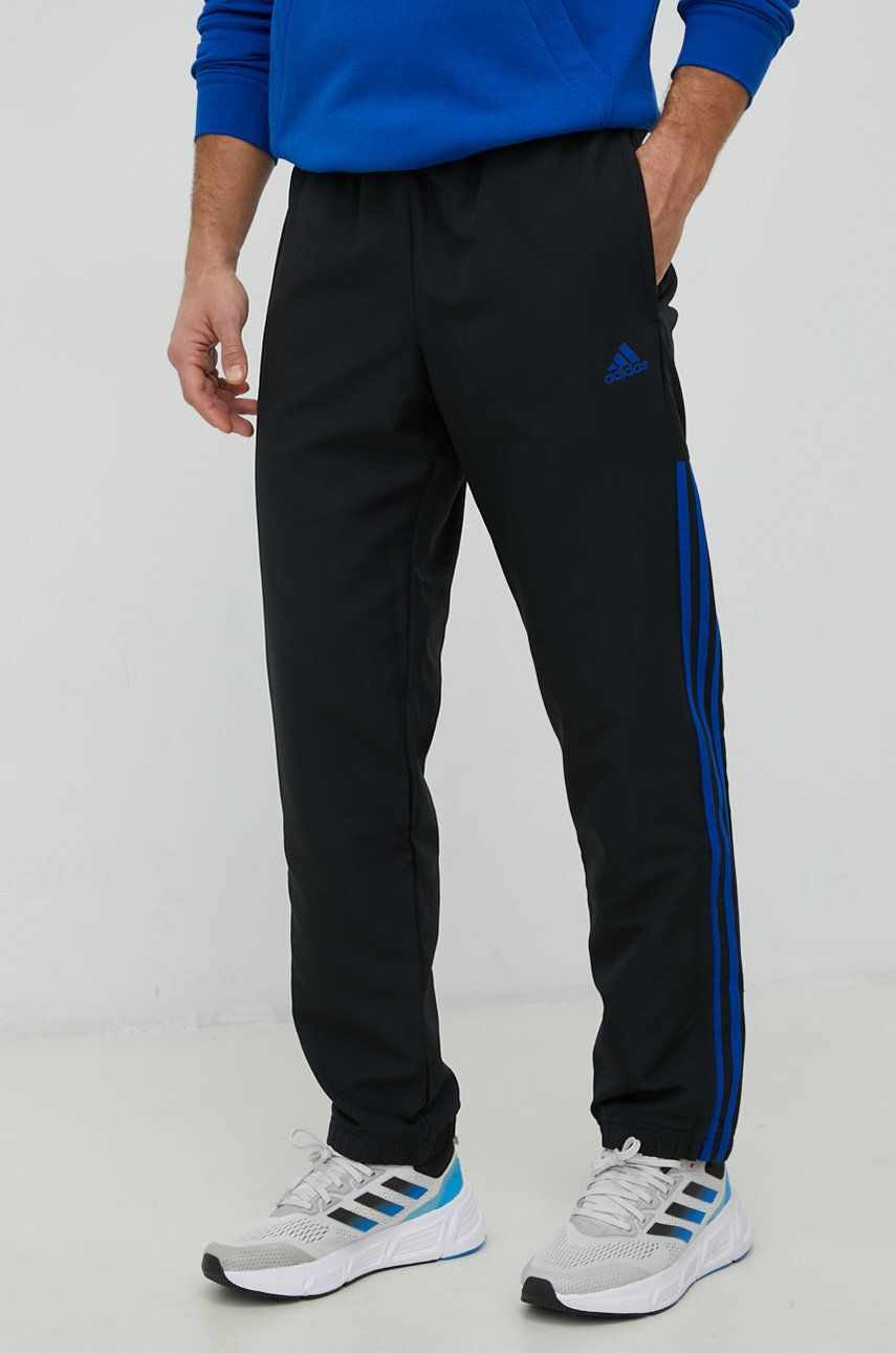 adidas pantaloni de trening barbati, culoarea negru, cu imprimeu