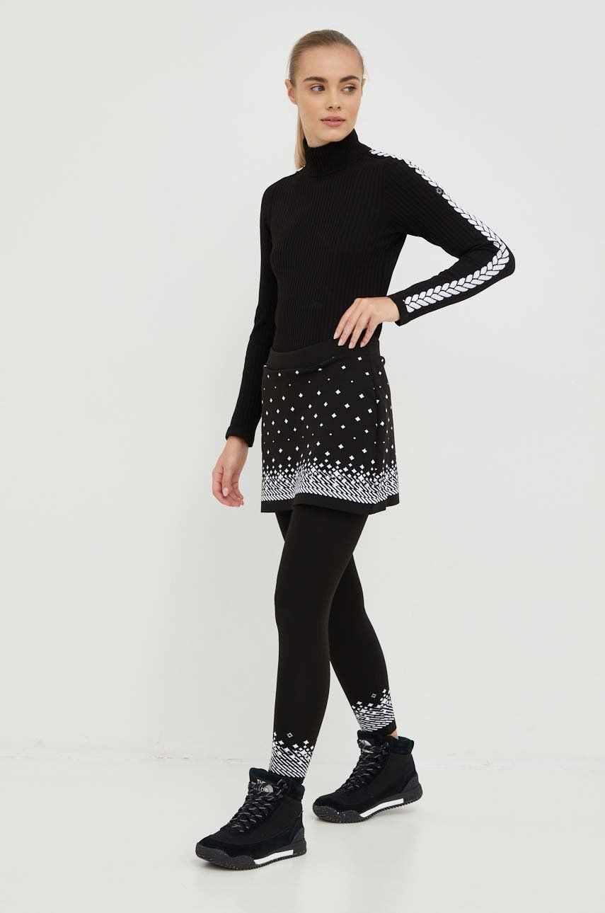 Newland leggins sport Furoki femei, culoarea negru, cu imprimeu