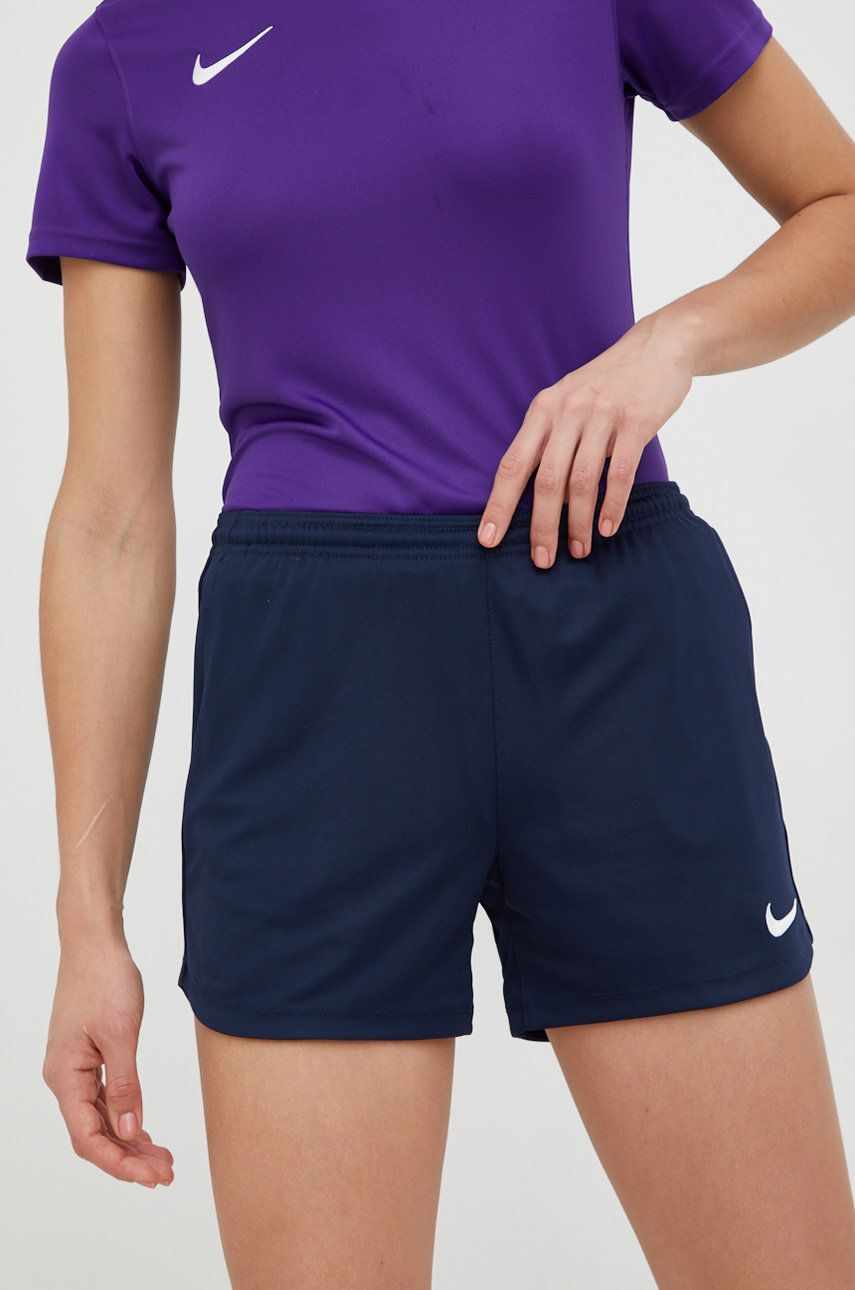 Nike pantaloni scurți de antrenament Park 20 femei, culoarea gri, neted, high waist