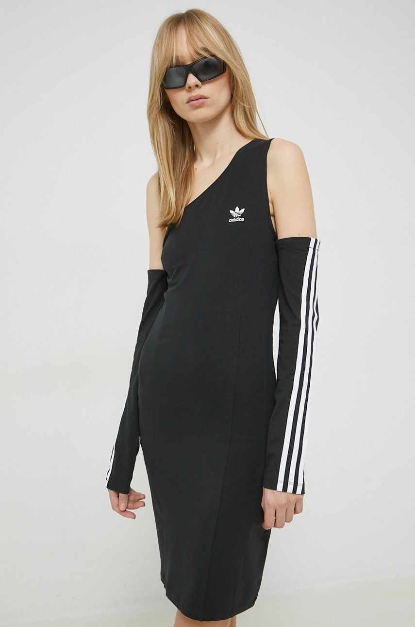 Adidas Originals rochie culoarea negru, mini, mulata