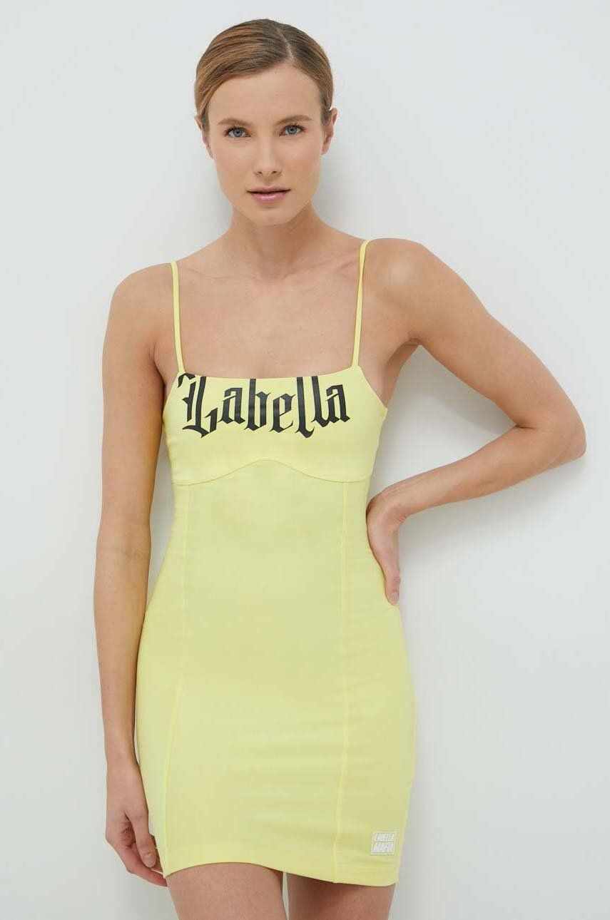 LaBellaMafia rochie culoarea galben, mini, mulata