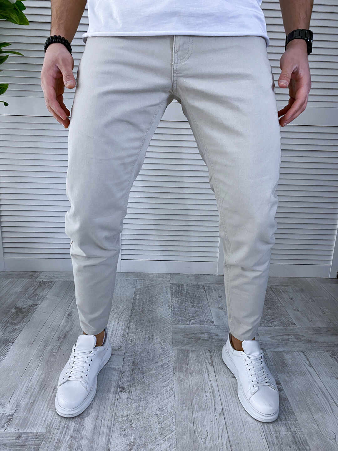 Pantaloni barbati bej smart casual B3456 F4-3
