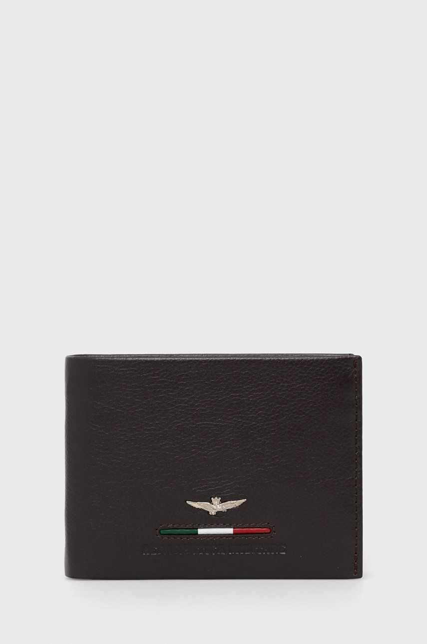 Aeronautica Militare portofel de piele barbati, culoarea maro