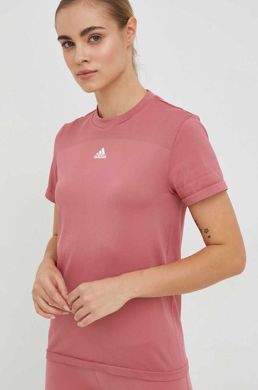 Adidas Performance tricou de antrenament culoarea roz