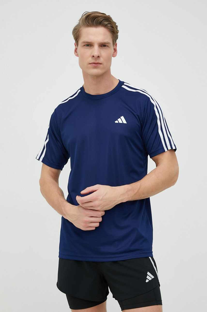 Adidas Performance tricou de antrenament Training Essentials culoarea albastru marin, cu imprimeu