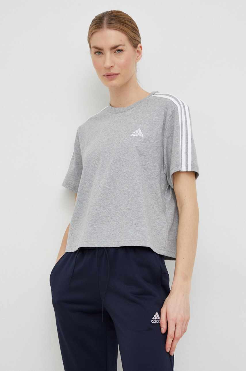Adidas tricou din bumbac culoarea gri