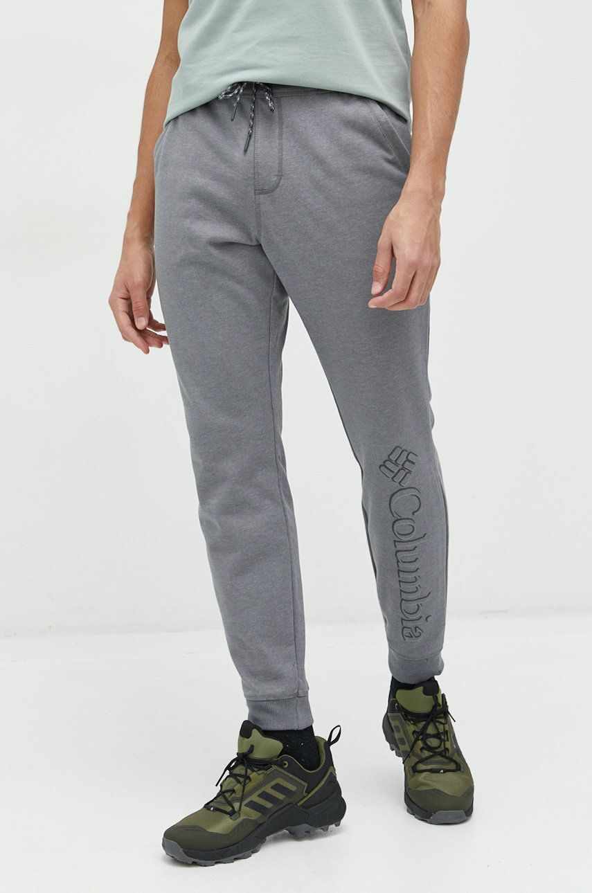 Columbia pantaloni de trening barbati, culoarea gri, cu imprimeu