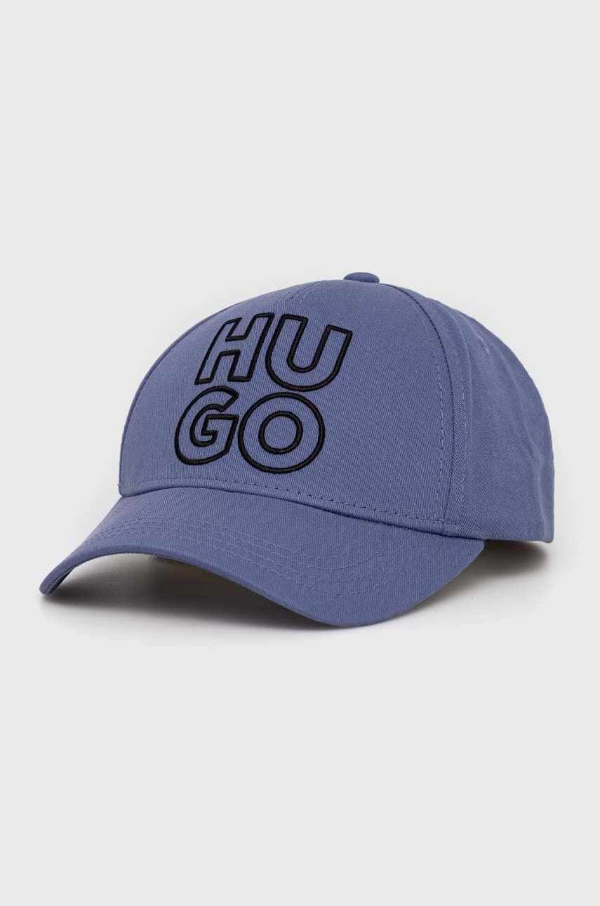 HUGO șapcă de baseball din bumbac culoarea violet, cu imprimeu