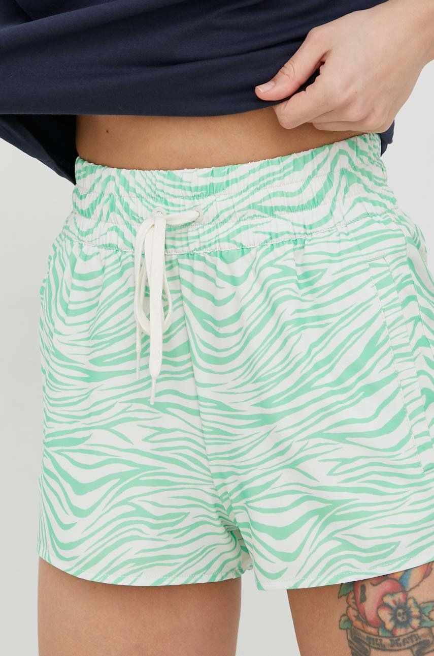 Billabong pantaloni scurti femei, culoarea verde, modelator, high waist