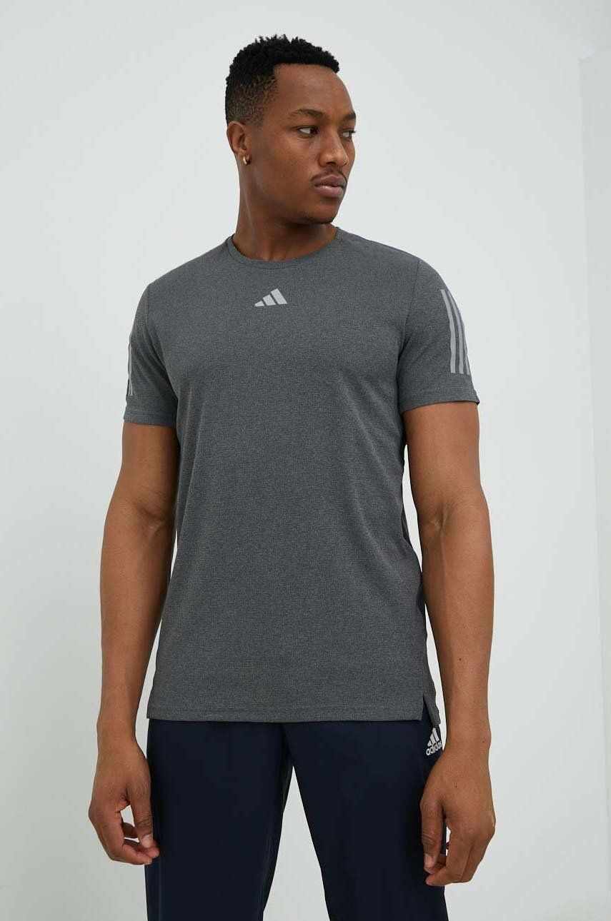 Adidas Performance tricou de alergare Own the Run culoarea gri, cu imprimeu