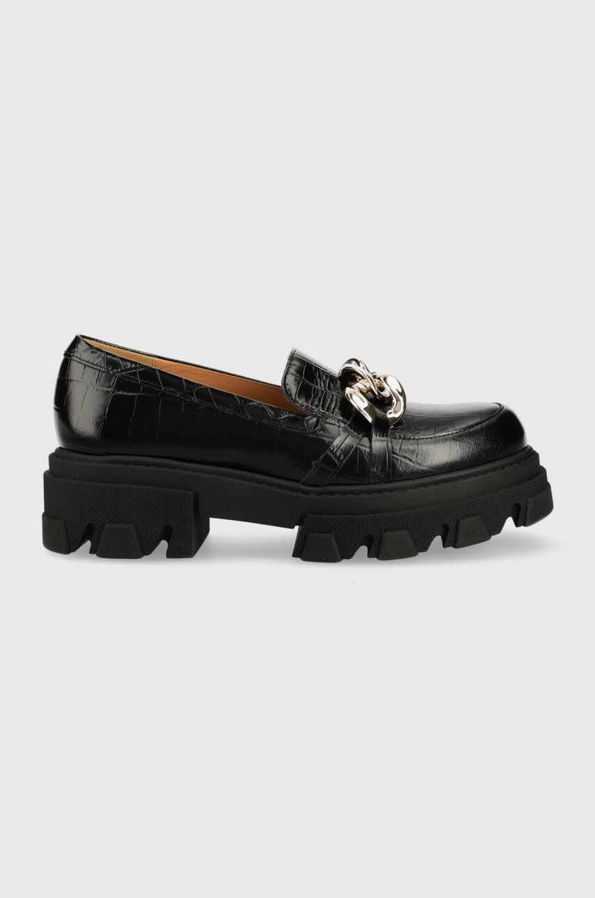 Charles Footwear mocasini de piele Mey femei, culoarea negru, cu platforma, Mey.Loafer