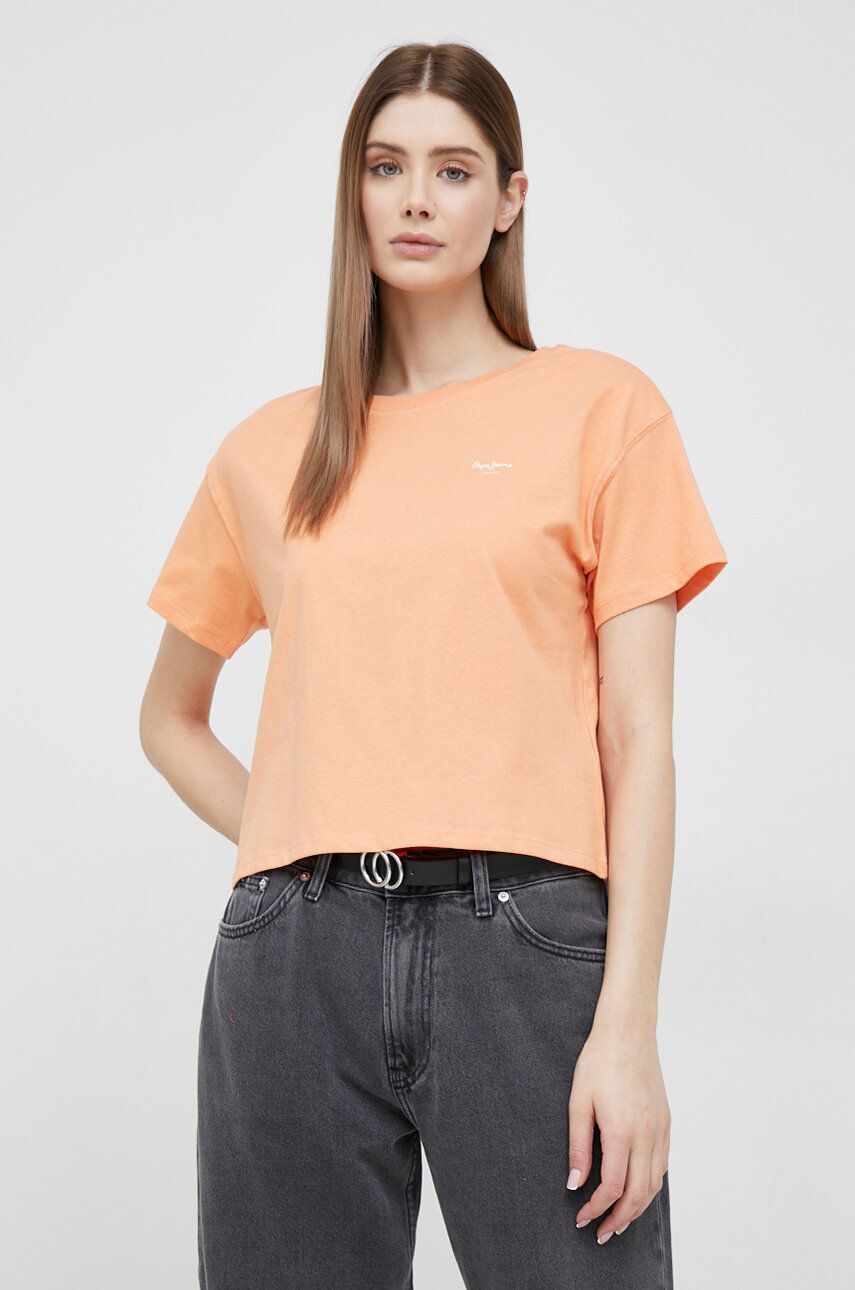 Pepe Jeans tricou din bumbac Wimani culoarea portocaliu