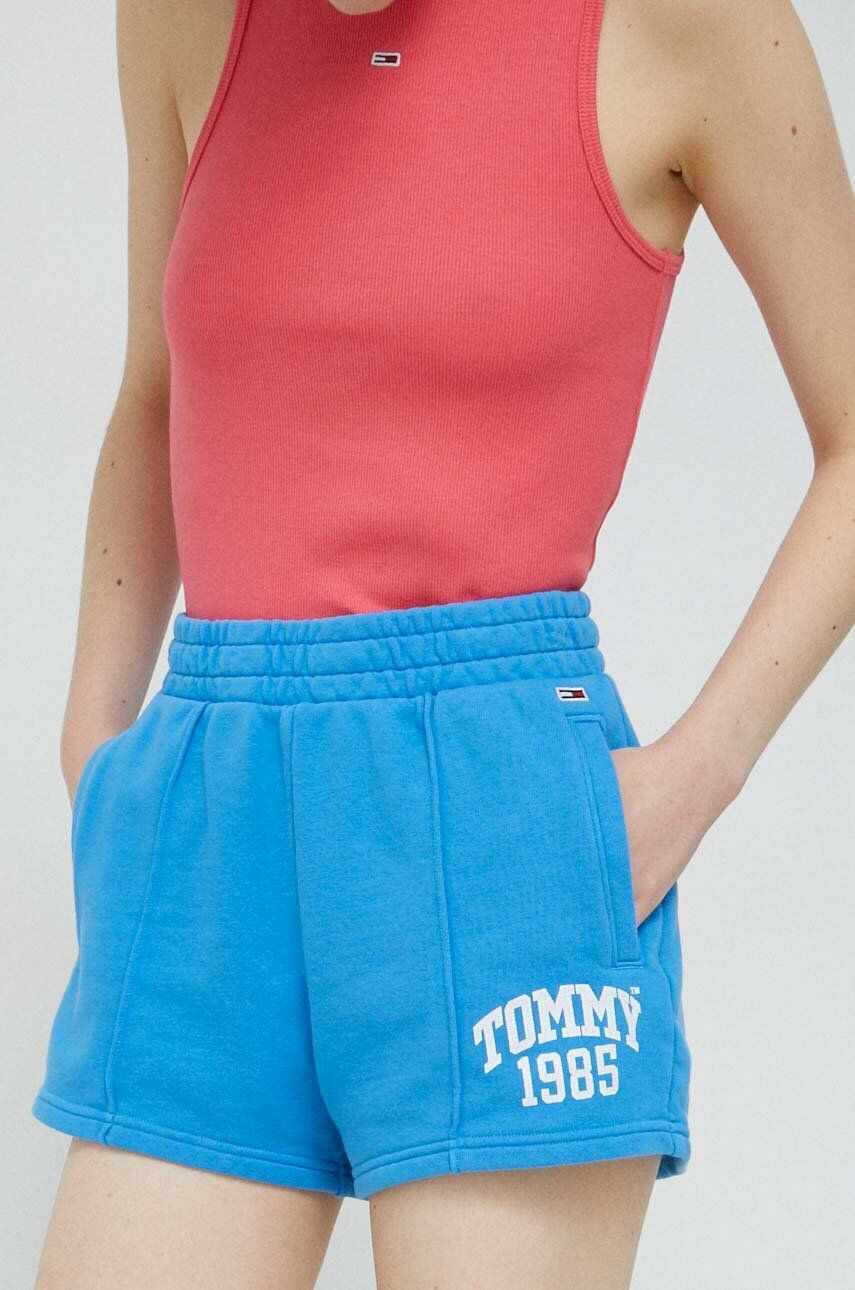 Tommy Jeans pantaloni scurti din bumbac neted, high waist